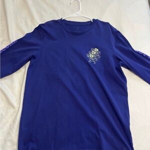 Adidas Blue Long Sleeve Shirt with Floral Design